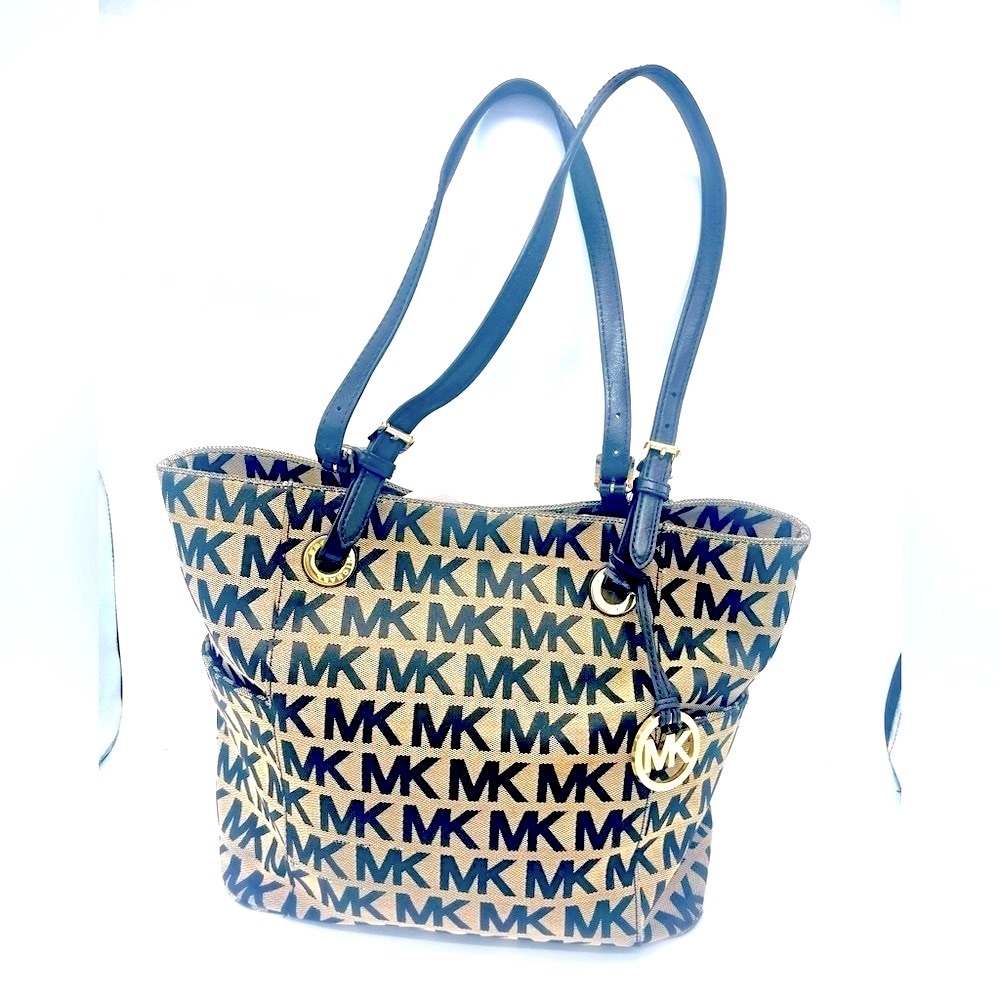 MICHAEL KORS MONOGRAM  SIGNATURE JACQUARD NORTH SOUTH PURSE
